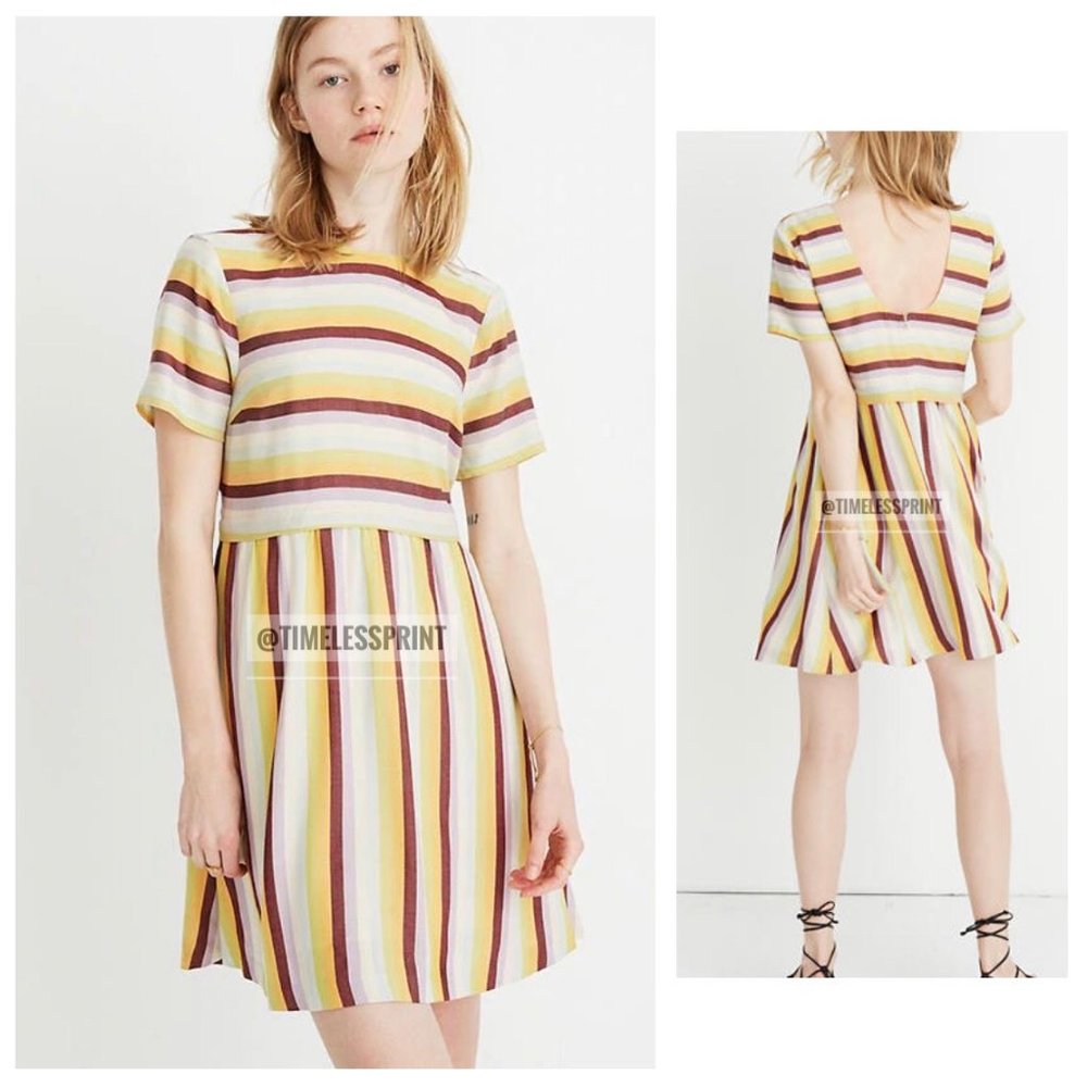 Madewell Yellow/Burgundy Striped Dress